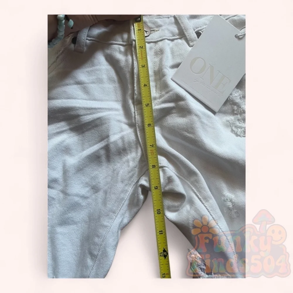 One Teaspoon White Westender Distressed Flare Jeans Low Rise Ripped Barrel Sz 26